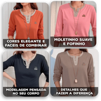 [COMPRE 1 E LEVE 3] Blusa Alícia™ em Moletinho Suave com Bordado Delicado / Conforto Chique e Toque de Elegância no Seu Dia a Dia!