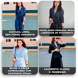 Conjunto Leona™ Em Popelina com Caimento Solto e Laço Lateral / Charme Descomplicado e Refinado!