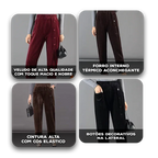 Calça Velvet™ em Veludo Forrado com Botões Decorativos / Aconchego e Estilo nos Dias Frios!