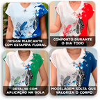 [COMPRE 1 E LEVE 2] Blusinha Lysandra™ com Gola Polo Suave e Viscose Acetinada Estampada / Um Toque de Sofisticação para Seus Dias Mais Inspirados!