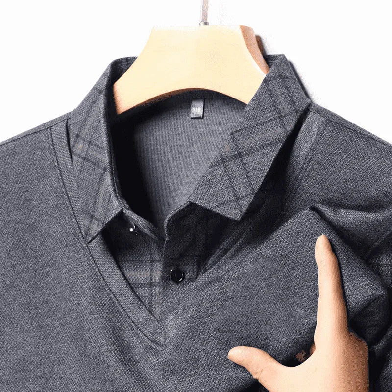 Camisa Harper™ com Design de Camada Dupla e Manga Xadrez / Modernidade e Estilo em Sintonia Perfeita