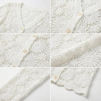 Cardigan Charlotte™ em Crochê Floral com Acabamento Artesanal Refinado