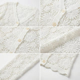 Cardigan Charlotte™ em Crochê Floral com Acabamento Artesanal Refinado