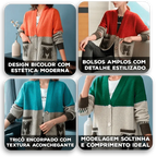 Cardigã Katherine™ em Tricô Artesanal com Bolsos Estilizados / Visual Refinado para passar o Inverno com Leveza!