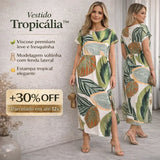 Vestido Tropicália™ em Viscose Premium com Estampa Tropical Artística / Onde o Conforto Encontra a Arte da Natureza!