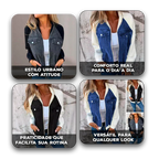 Jaqueta UrbanMix™ com Visual Jeans e Mangas Contrastantes / O Look Perfeito para o Seu Estilo Despojado e Confortável!