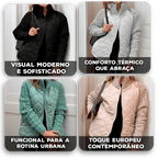 Jaqueta Noruega Soft™ em Matelassê com Tricô Trabalhado / O Design Europeu que Abraça com Estilo!