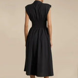 Vestido Valenza™ em Sarja Premium com Cintura Marcada / Corte Preciso, Silhueta Imponente e Estilo Contemporâneo!