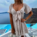 Vestido Milady™ com Babados em Camadas e Laço Frontal / O Charme Perfeito para Dias Inesquecíveis!