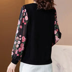 Blusinha Aveline™ com Mangas em Chiffon e Decote Bordado / Quando a Leveza se Encontra com o Charme!