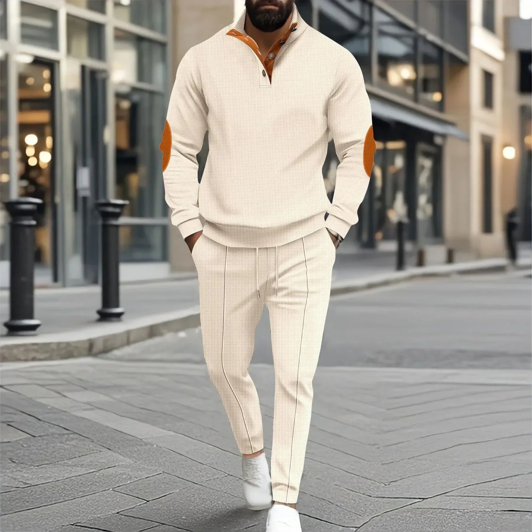 Conjunto OldTown™ com Pegada Retrô e Malha Texturizada / Elegância Clássica Para Homens que Sabem Se Vestir com Classe!