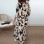 Vestido Mídi Longo Nerina™ com Estampa Floral Abstrata / A Elegância Solta que Inspira Liberdade!