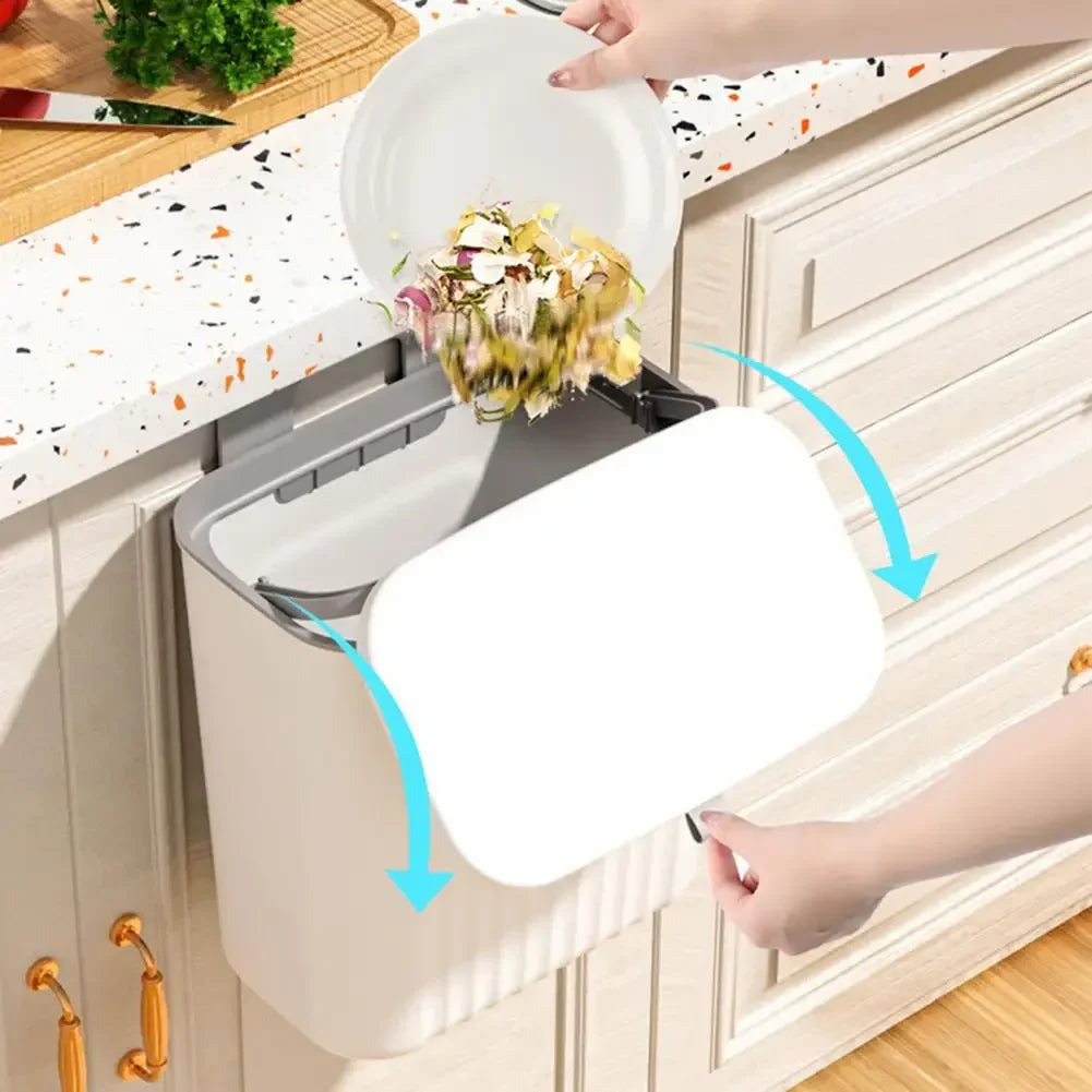 Lixeira Suspensa Modern Lar™ com Tampa Deslizante Cozinha e Banheiro / Praticidade e Higiene para Sua Cozinha!