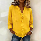 Blusa Sorelle™ com Babado Vertical e Visual Atemporal