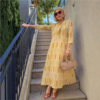 Vestido Soleil Class™ em Viscose Premium com Estampa Mediterrânea