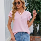 Blusinha Poliana™ com Manga em Camadas e Dobra Frontal
