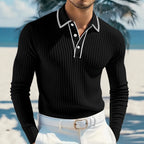 Polo Manga Longa Castellan™ com Gola Contrastante e Acabamento Premium