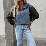 Blusa DenimMode™ em Jeans Lavado e Moletom de Algodão Suave / Para Mulheres que Criam Tendência com Leveza e Atitude!
