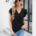 Blusinha Poliana™ com Manga em Camadas e Dobra Frontal