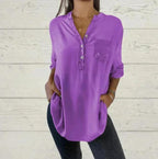 [COMPRE 1 E LEVE 2] Blusinha Salafiori™ com Caimento Solto e Detalhes em Strass Reluzente / Sofisticação e Conforto que Encantam!