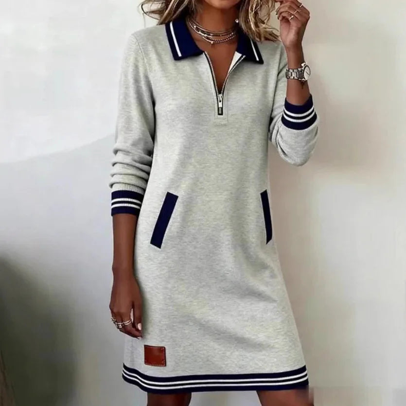 Vestido Navelle™ com Gola Polo e Elegância Descomplicada