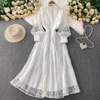 Vestido Imperial™ Rendado com Mangas Bufantes
