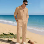 Conjunto Luca™ em Linho de Algodão com Camisa de Botões