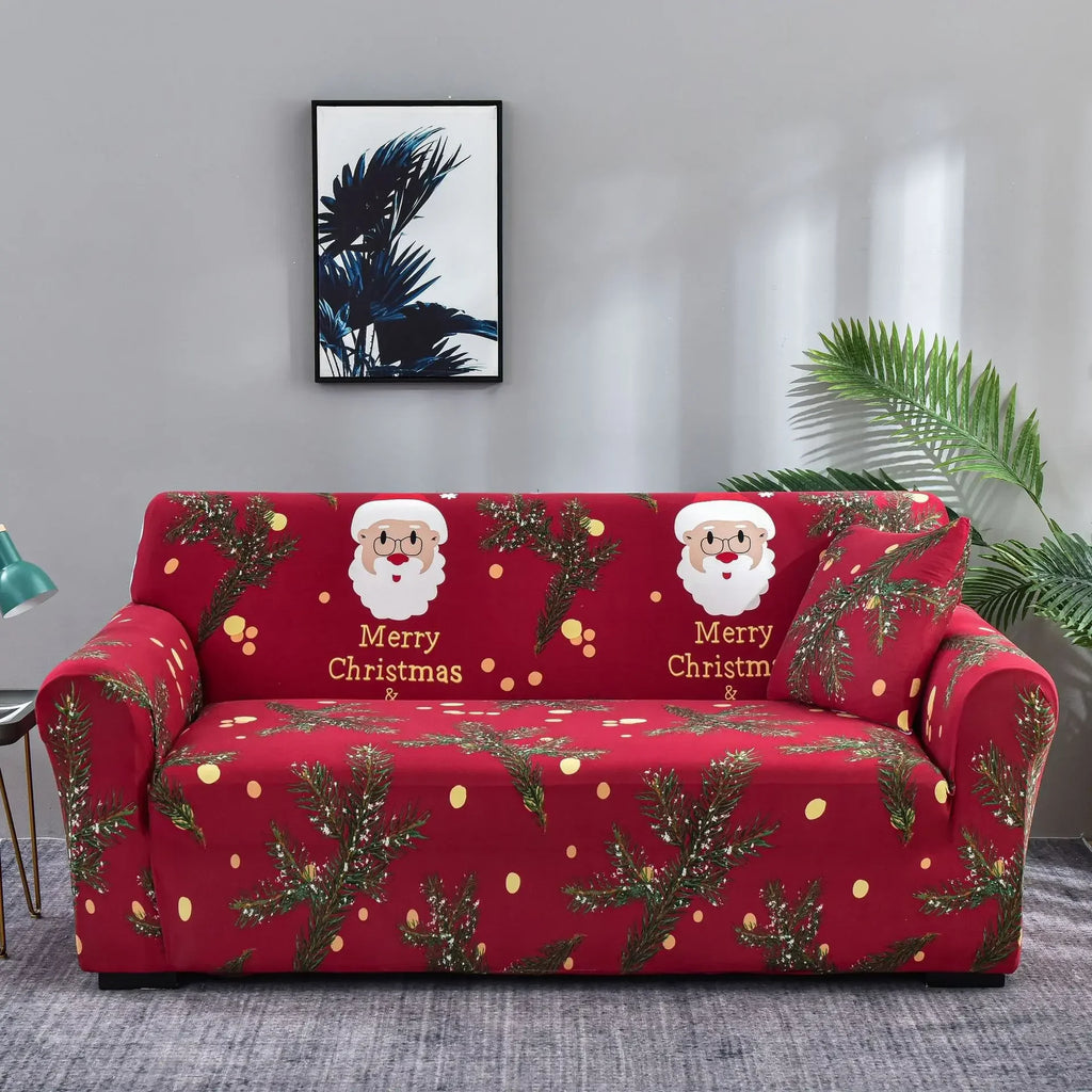 Capa de Sofá Natalina Modern Lar™ em Spandex de Alta Elasticidade / Decoração Instantânea que o seu Natal Merece! + Fronha de Brinde