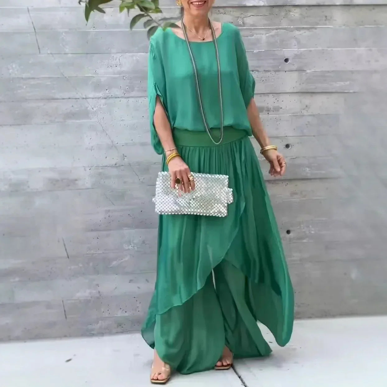 Conjunto Zafira™ em Viscose com Camadas Soltas e Cintura Confortável / Conforto Chic que Te Acompanha Onde For
