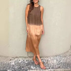 Vestido Siena™ em Linho de Algodão com Efeito Degradê