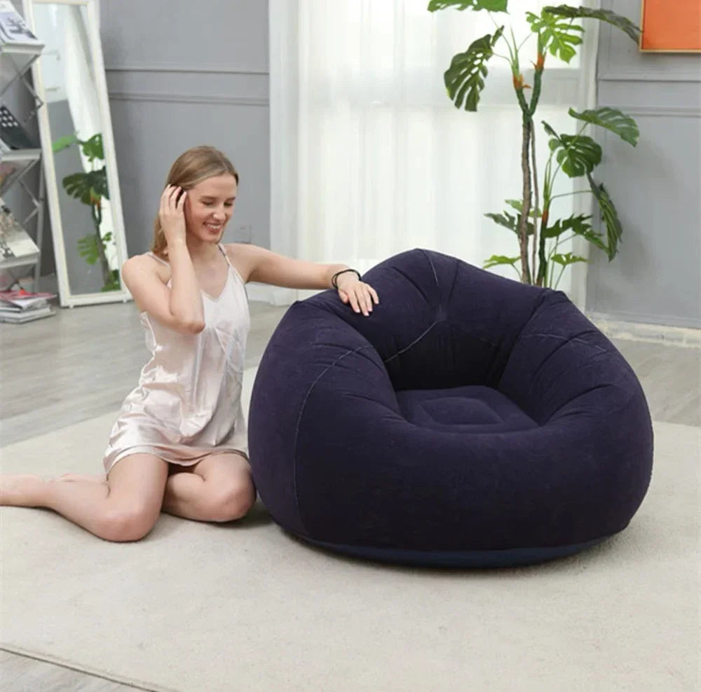 Puff Inflável ConfortoLux™ com Tecido Aveludado / Maciez e Sofisticação para Todos os Ambientes!
