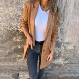 Casaco de Camurça Loren™ com Corte Alongado / Elegância Atemporal para Todas as Estações!