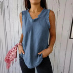 [COMPRE 1 E LEVE 2] Regatinha Videl™ em Linho de Algodão com Detalhes Desfiados / Sofisticação e Estilo para a Mulher Autêntica!