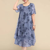 Vestido Floral Nice™ em Chiffon Premium com Dupla Camada e Barra Assimétrica