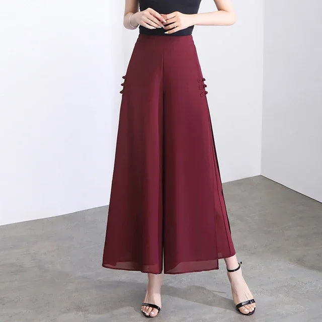 Calça Diva Natural™ Pantalona com Sobreposição Fluida