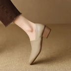 Sapato Leontina™ em Couro com Salto Baixo / Estilo Vintage com Conforto para o Dia Todo