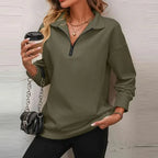 Blusa Olivia™ em Moletom Premium com Gola Alta e Zíper Frontal  / A Peça-Coringa que Vai com Tudo!