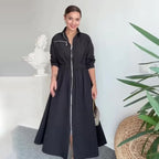 Vestido Romana™ em Sarja Leve com Polo Alfaiataria / Estrutura, Conforto e Elegância Atemporal!