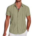 Camisa Kaedon™ com Linhas Verticais de Efeito Metálico e Visual de Alto Padrão