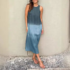 Vestido Siena™ em Linho de Algodão com Efeito Degradê