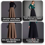 Saia Júlia™ em Malha Confort com Caimento Estruturado / Charme e Versatilidade para os Dias Frios!
