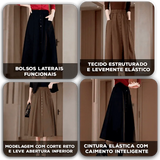 Saia Marlene™ em Malha Estruturada com Cintura Elástica / Liberdade, Charme e Versatilidade em Uma Só Peça!