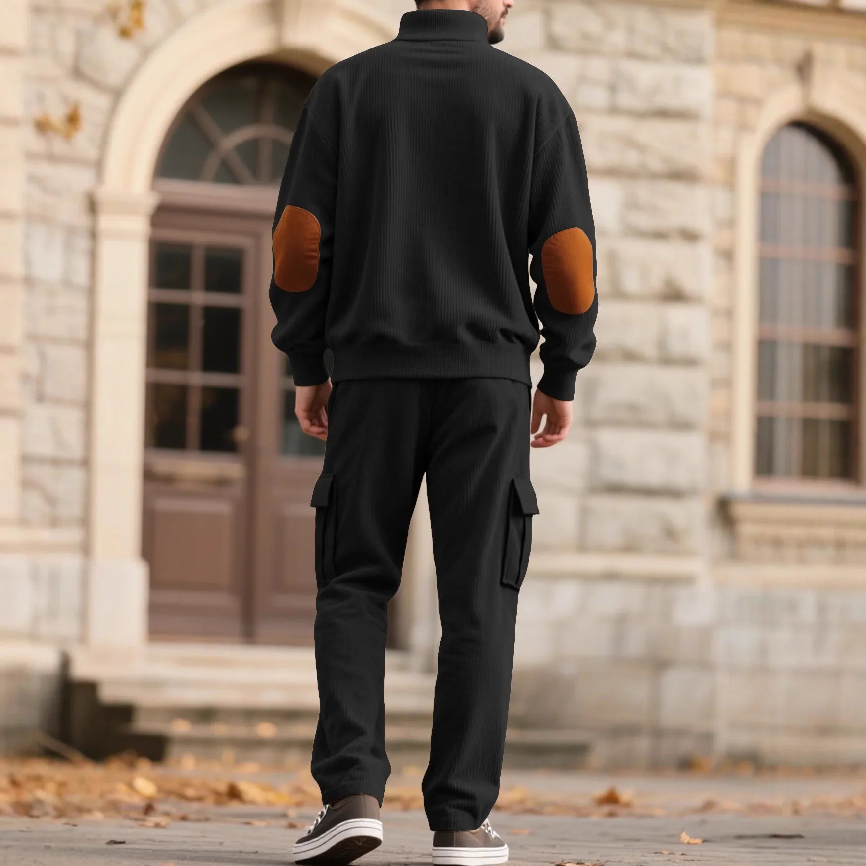 Conjunto Lars™ em Malha Texturizada Premium com Blusa Gola Alta Abotoada