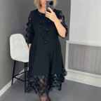 Vestido Elegance Poá™ em Popelina de Algodão com Tule Detalhado / Sofisticação e Charme em Cada Detalhe!