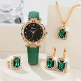 [COMPRE 1, LEVE 3] Conjunto 4 em 1 com Relógio e Joias Cravejadas Royale Noir™/ Luxo Intenso e Elegância Atemporal!