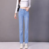 Calça Jeans Aurena™ Com Cintura Alta e Caimento Reto