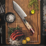 Faca Garra de Águia™ Estilo Bunka com Lâmina de Aço Damasco e Cabo em Resina / Precisão e Força em Suas Mãos