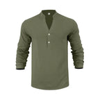 Camisa Orvian™ em Linho Premium com Gola Henley minimalista