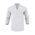Camisa Orvian™ em Linho Premium com Gola Henley minimalista