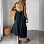 Vestido Malaya™ em Linho de Algodão com Estilo Minimalista / Toque Suave e Caimento Fluido para Máximo Conforto!